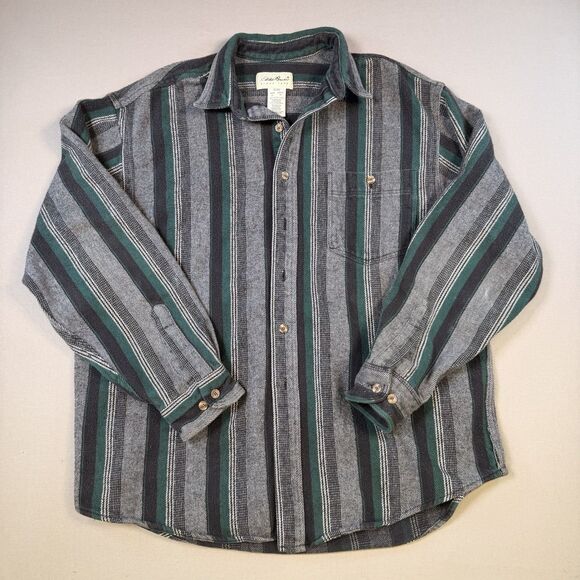 Vintage 90's Eddie Bauer McKinley Flannel Striped Button Up Shirt Men's Size XL - Picture 1 of 5